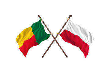 Benin Versus Poland  Two countries Flags background