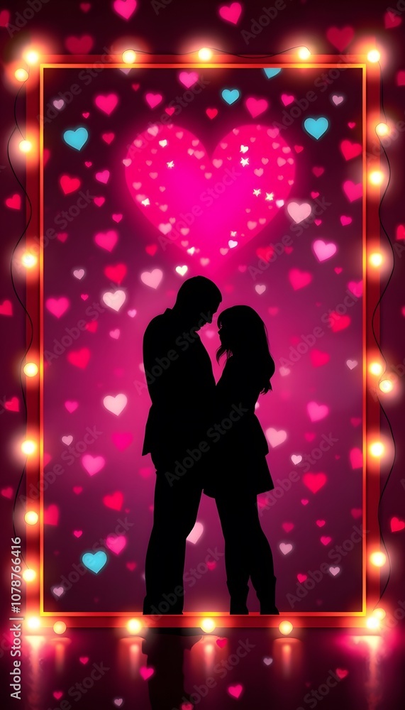 Poster aesthetic empty poster frame with a beautiful heart background for creative displays and personalize