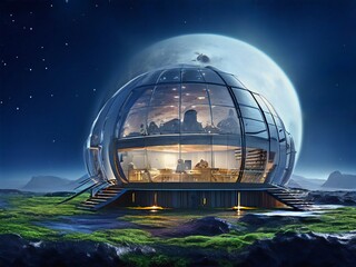 Obraz premium Space,Mars,Moon,Farming,Rain,Astronaut,Spaceship,MoonExploration,MarsExploration, Earth,Science,Technology,Future,Robot,City, Space,Base,Water,