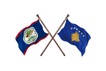 Belize Versus Kosovo  Two countries Flags background