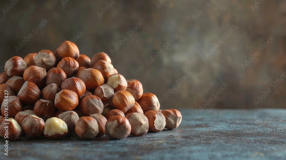 Aufkleber rich assortment hazelnuts elegantly arranged dark surface showcasing their natural textures and cont