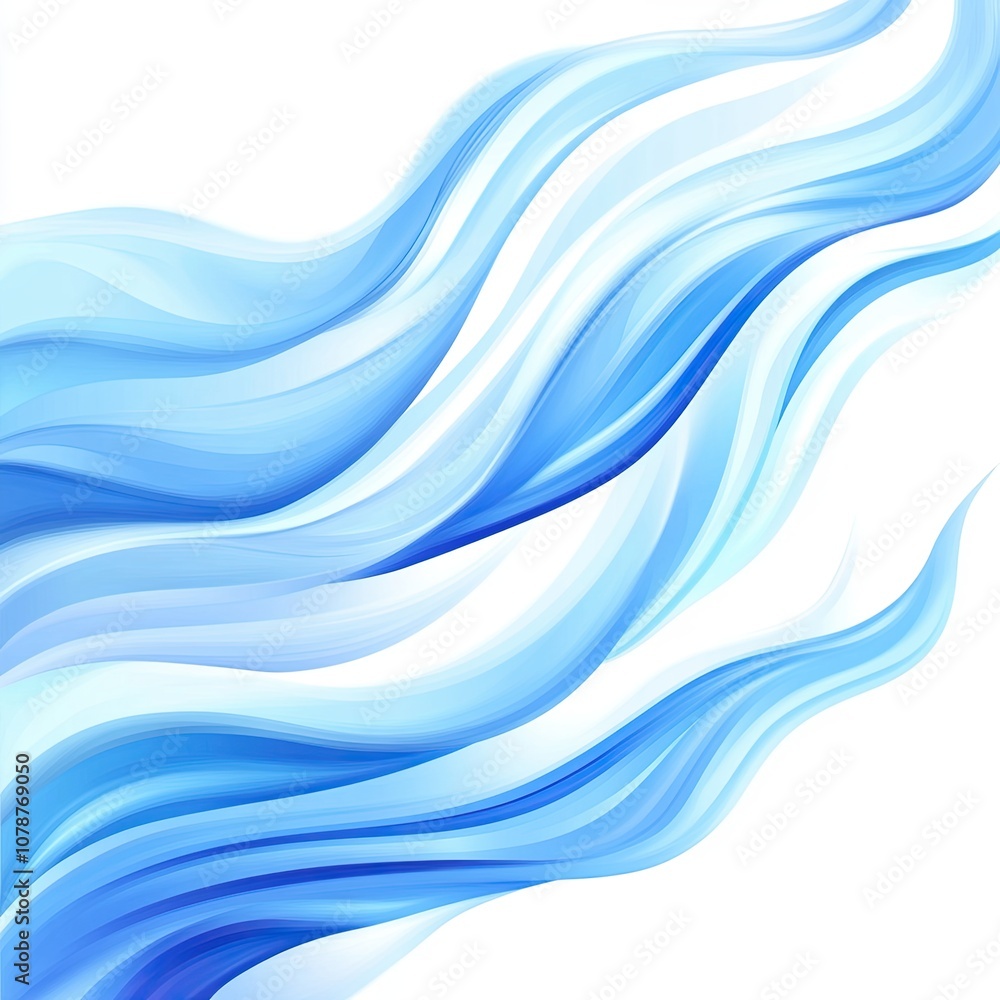 Poster abstract design featuring flowing aquamarine waves in a soft gradient against a white backdrop