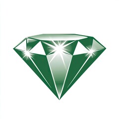 Fototapeta premium Emerald Logo Featuring a Sparkling Green Gemstone Design on a Clean White Background