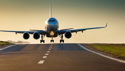 Naklejka premium An airplane taking off from a runway 605