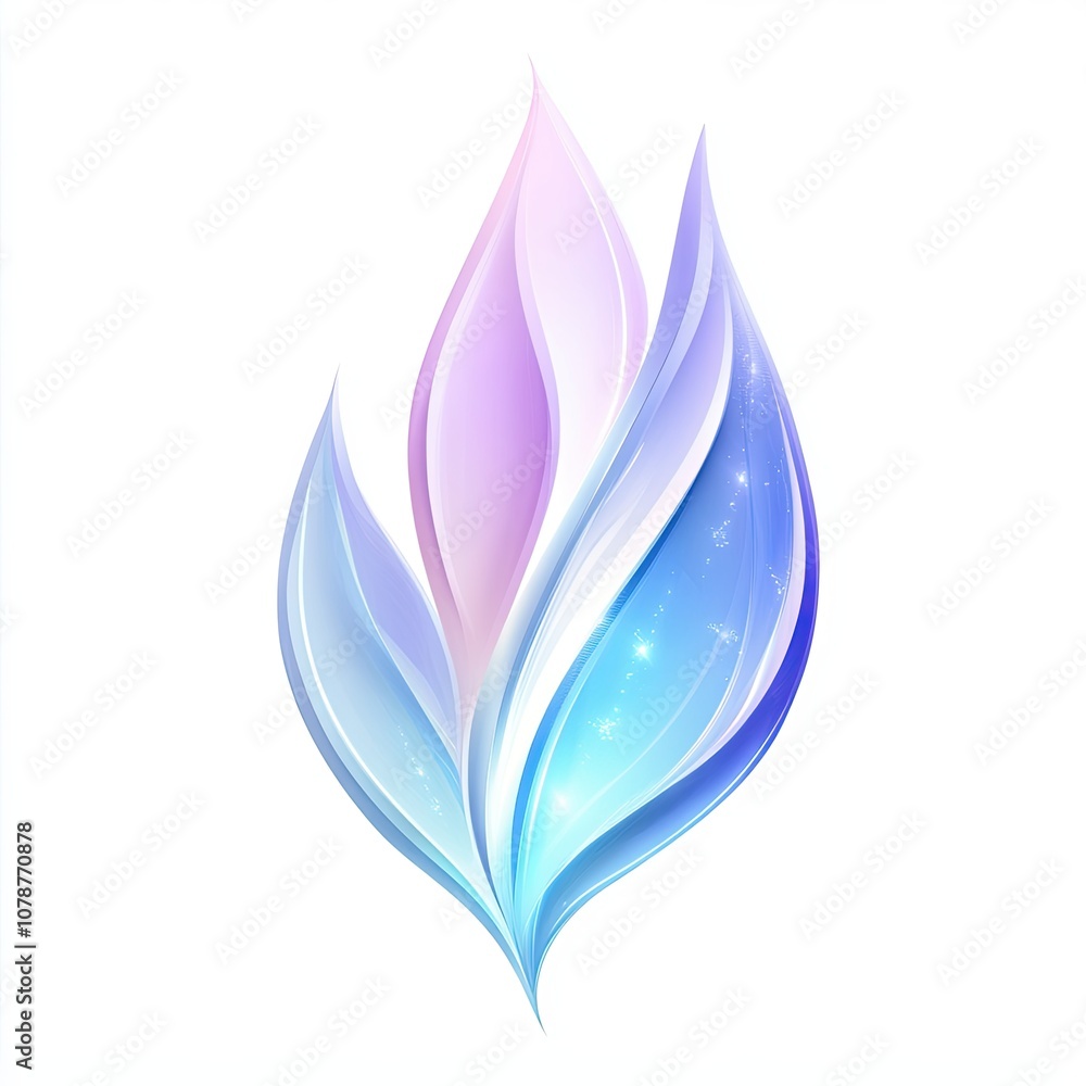 Poster stylized abstract logo representing the pyrop gemstone in pastel colors with elegant curves