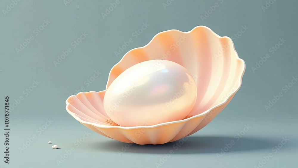 Poster A small, round, white object is sitting inside a large, white shell