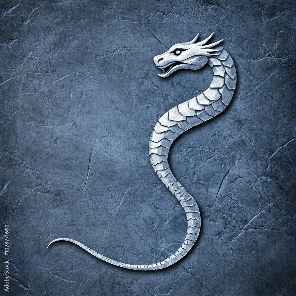 Poster elegant serpentine stone logo with intricate design on textured background