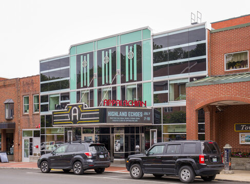 BOONE, NC, USA-20 JUNE 2022: Art Deco Appalachian Theater on Main Street.