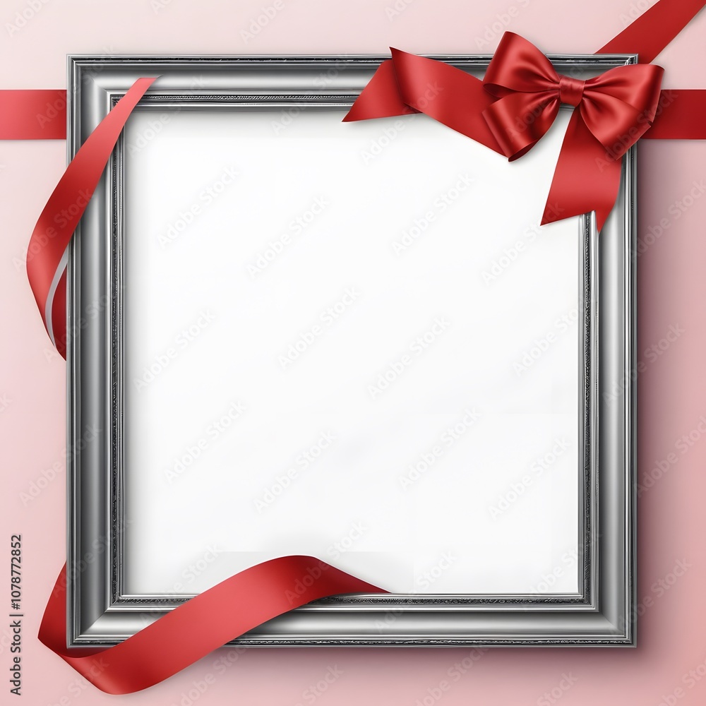 Poster Beautiful Empty Poster Frame with a Stylish Ribbon Background Perfect for Displaying Artwork or Photos in an Elegant Setting