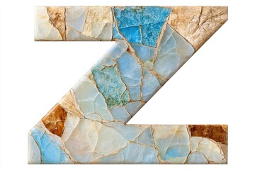 Opal Textured Letter Z Displayed on a Clean, White Background Highlighting Intricate Patterns
