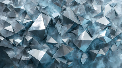 Abstract geometric patterns resembling a kaleidoscope of diamonds and hexagons in shades of silver and turquoise. Kaleidoscope. Illustration