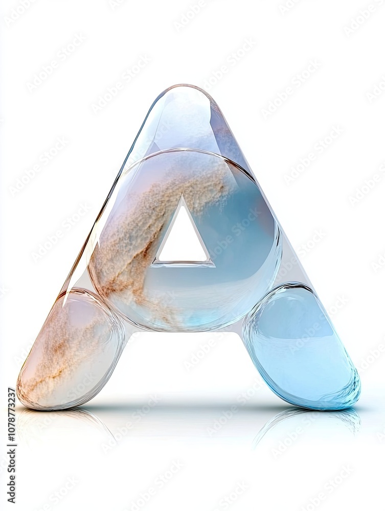 Fototapete a three-dimensional letter a design with a unique translucent effect on a white background