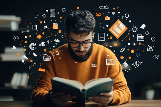 A college student engages in deep reading to unlock knowledge and enhance academic success through focused study techniques