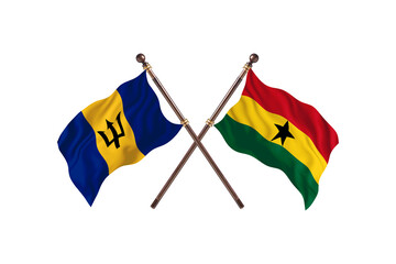 Barbados Versus Ghana  Two countries Flags background