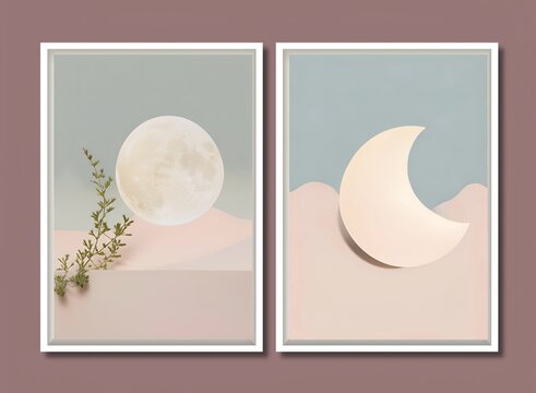 soft colored moon illustration