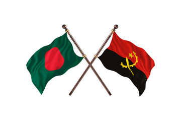 Bangladesh Versus Angola  Two countries Flags background