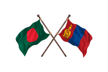 Bangladesh Versus Mongolia  Two countries Flags background