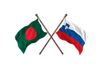 Bangladesh Versus Slovenia  Two countries Flags background