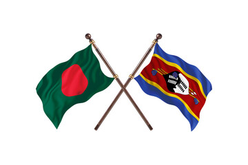 Bangladesh Versus Swaziland   Two countries Flags background