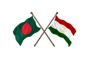 Bangladesh Versus Tajikistan  Two countries Flags background