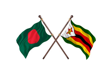 Bangladesh Versus Zimbabwe  Two countries Flags background