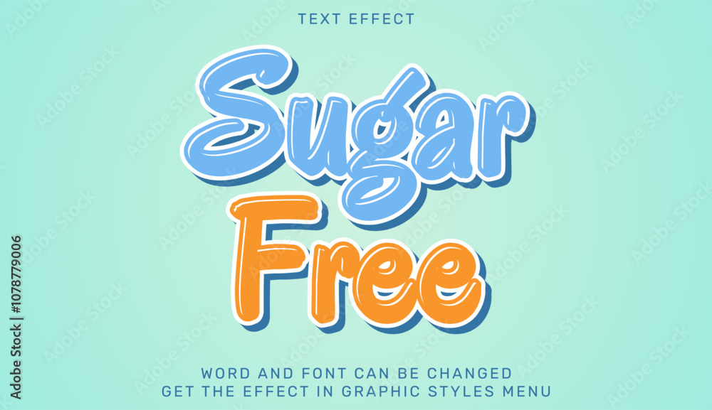 Poster sugar free text effect template in 3d design