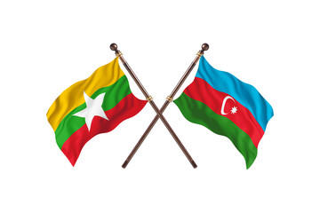 Burma Versus Azerbaijan  Two countries Flags background
