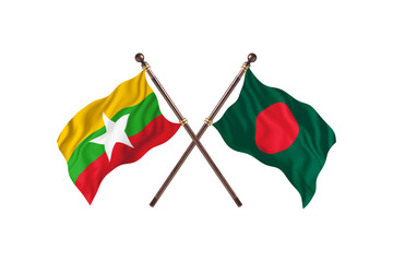 Burma Versus Bangladesh  Two countries Flags background