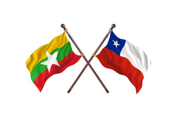 Burma Versus Chile  Two countries Flags background