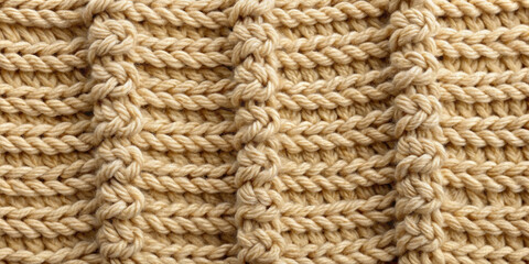 Fototapeta premium Beige Knitted Fabric Texture Close-Up