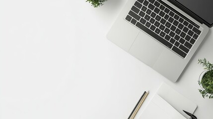 Laptop with notebook, isolated on white background, 4k image