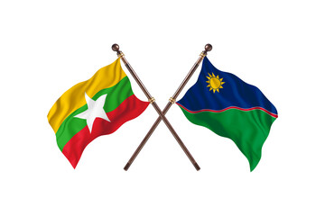 Burma Versus Namibia  Two countries Flags background