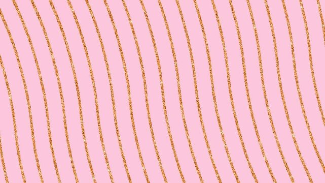 golden glittering lines pattern on pink cosmetic and fashion motion background, luxury shiny gold social media design element	