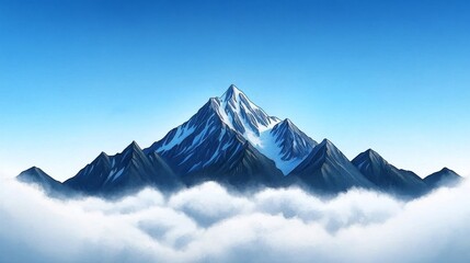 Majestic Snow Capped Mountain Peak Above Clouds Nature Landscape