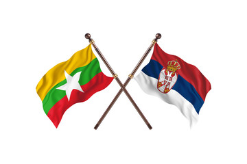 Burma Versus Serbia Two countries Flags background