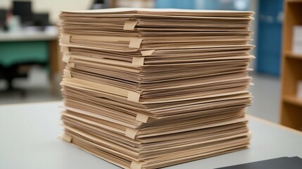 Obraz premium Stacks of Folders and Labeled Receipts for Office Supply Expenses