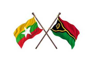 Burma Versus Vanuatu Two countries Flags background