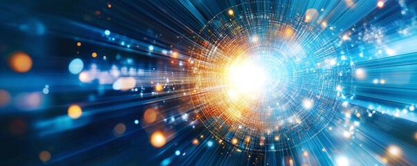 Obraz premium Abstract Digital Network with Light Rays.