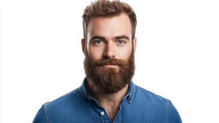 Obraz premium A man with a beard and blue shirt