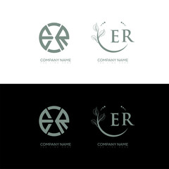 ER minimalist and classic logo set design. ER monogram circle shape vector. ER unique design.