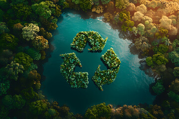 Eco-friendly abstract icon in the form of a pond with a