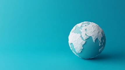 Fototapeta premium Minimalist Blue and White Globe Icon with Floating Continents in 3D