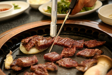 Korean barbecue. Korean beef sirloin