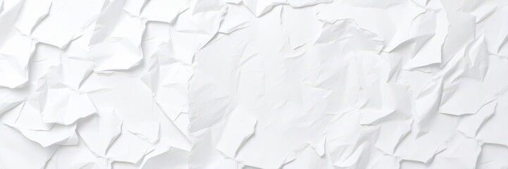 Fototapeta premium Crumpled white paper with deep creases and folds, creating a textured surface, white, abstract, concept