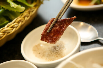 Korean barbecue. Korean beef sirloin