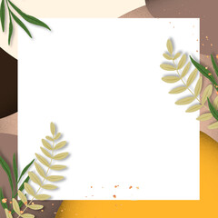 Square frame vector on nature landscape background