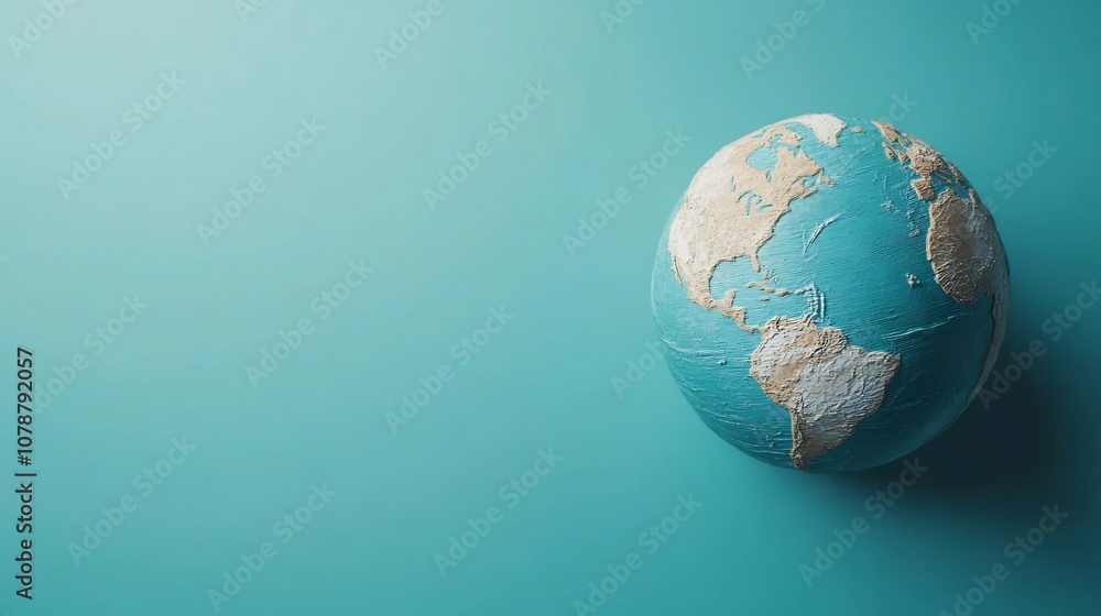 Poster rotating globe with distinct country borders - 3d geographic