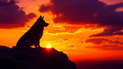 Dog Silhouette at Sunset.