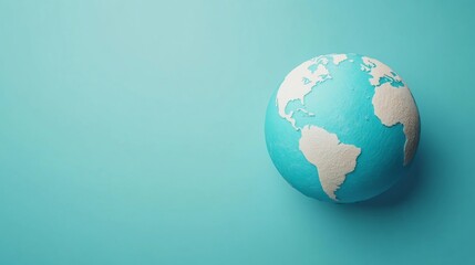 Rotating 3D Globe with Country Borders on Clean Background with Copy Space