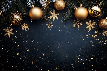 New Year's Eve celebration with golden fireworks and copy space at the top,